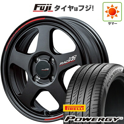 【新品国産車用4穴100】 夏タイヤ ホイール4本セット 195/55R16 ピレリ パワジー MID WHEELS MID RACING TR50 6J 16インチ(送料無料)｜フジ スペシャルセレクション