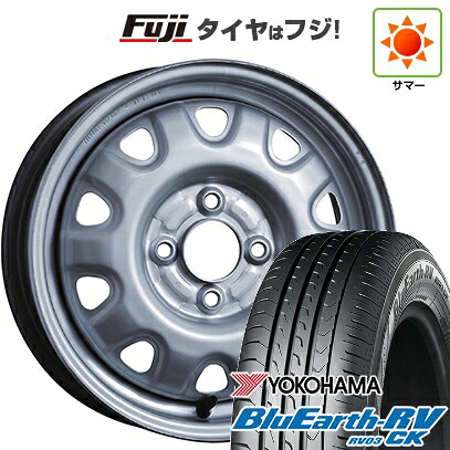 【パンク保証付き】【新品 軽自動車】N-BOX タント スペーシア 夏タイヤ ホイール4本セット 155/65R14 ヨコハマ ブルーアース RV-03CK トピー スチールホイル M73 4.5J 14インチ(送料無料)｜フジ スペシャルセレクション