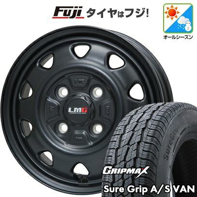 【新品 軽自動車】軽トラ 軽バン オールシーズンタイヤ ホイール4本セット 145/80R12 80/78T グリップマックス シュアグリップ オールシーズン Van(限定) レアマイスター LMG OFF-STYLE(マットブラック) 3.5J 12インチ(送料無料)｜フジ スペシャルセレクション