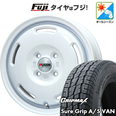 【新品 軽自動車】軽トラ 軽バン オールシーズンタイヤ ホイール4本セット 145/80R12 80/78T グリップマックス シュアグリップ オールシーズン Van(限定) プレミックス プディン(ホワイト) 4J 12インチ(送料無料)