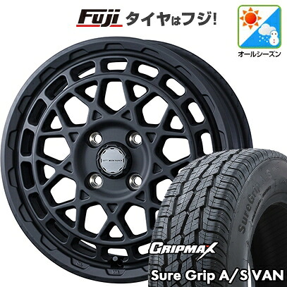 【新品 軽自動車】軽トラ 軽バン オールシーズンタイヤ ホイール4本セット 145/80R12 80/78T グリップマックス シュアグリップ オールシーズン Van(限定) WEDS ウェッズアドベンチャー マッドヴァンス X タイプM 4J 12インチ(送料無料)
