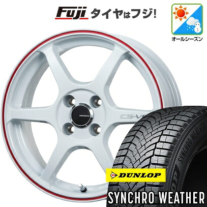 【新品 軽自動車】N-BOX タント スペーシア オールシーズンタイヤ ホイール4本セット 155/65R14 ダンロップ シンクロウェザー レアマイスター CS-V6(ホワイト/レッドライン) 4.5J 14インチ(送料無料)