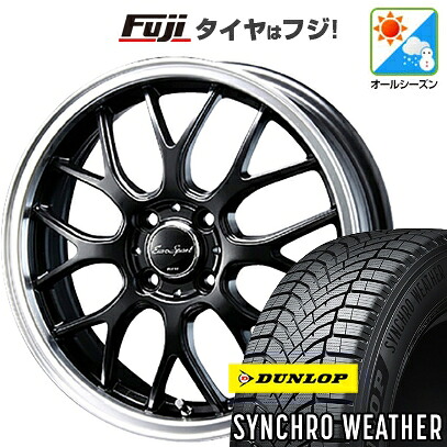 【新品 軽自動車】N-BOX タント スペーシア オールシーズンタイヤ ホイール4本セット 165/55R15 ダンロップ シンクロウェザー ブレスト ユーロスポーツ タイプ805 セミグロスブラック 5J 15インチ(送料無料)|フジ スペシャルセレクション