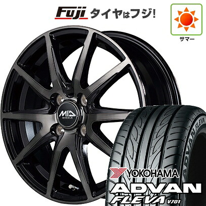 【新品 軽自動車】エブリイワゴン 夏タイヤ ホイール4本セット 165/50R15 ヨコハマ アドバン フレバV701 MID WHEELS DR-02 4.5J 15インチ(送料無料)