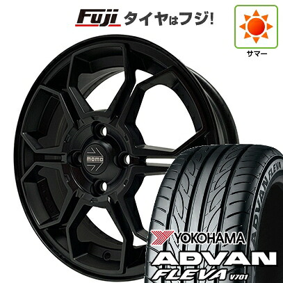 【新品 軽自動車】エブリイワゴン 夏タイヤ ホイール4本セット 165/50R15 ヨコハマ アドバン フレバV701 MOMO モモ ベガK 5J 15インチ(送料無料)