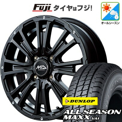 【新品 軽自動車】軽トラ 軽バン オールシーズンタイヤ ホイール4本セット 145/80R12 80/78N ダンロップ オールシーズンMAXX VA1 MID WHEELS ガルシア SS リボルバーKC 4J 12インチ(送料無料) 58,905円