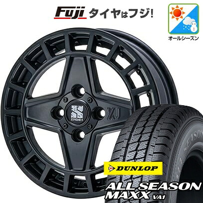 【新品 軽自動車】軽トラ 軽バン オールシーズンタイヤ ホイール4本セット 145/80R12 80/78N ダンロップ オールシーズンMAXX VA1 MLJ エクストリームJ クアッド 4J 12インチ(送料無料)