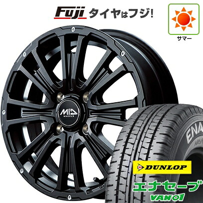 【新品 軽自動車】軽トラ 軽バン 夏タイヤ ホイール4本セット 145/80R12 80/78N ダンロップ エナセーブ VAN01 MID WHEELS ガルシア SS リボルバーKC 4J 12インチ(送料無料)|フジ スペシャルセレクション