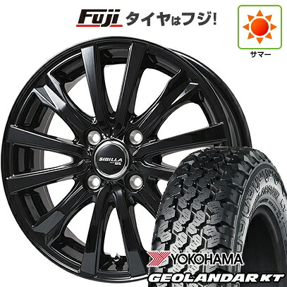 【新品 軽自動車】軽トラ 軽バン 夏タイヤ ホイール4本セット 145/80R12 80/78N ヨコハマ ジオランダー KT トピー シビラ NEXT W-5 グロスブラック【限定】 3.5J 12インチ(送料無料)