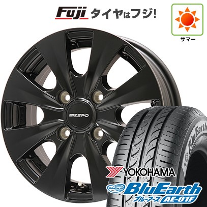 【新品国産車用4穴100】 夏タイヤ ホイール4本セット 185/70R14 ヨコハマ ブルーアース AE-01F エルベ ビズスポ セミグロスブラック 5J 14インチ(送料無料)