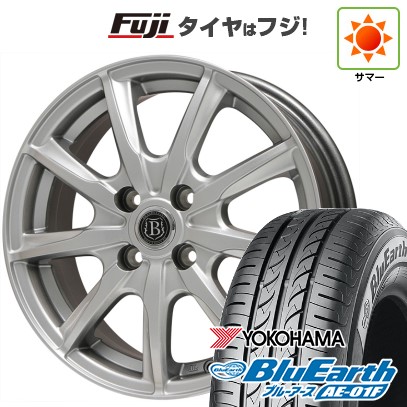 【新品国産車用4穴100】 夏タイヤ ホイール4本セット 185/60R15 ヨコハマ ブルーアース AE-01F ブランドルライン ボレアノ9 メタリックグレー 5.5J 15インチ(送料無料)