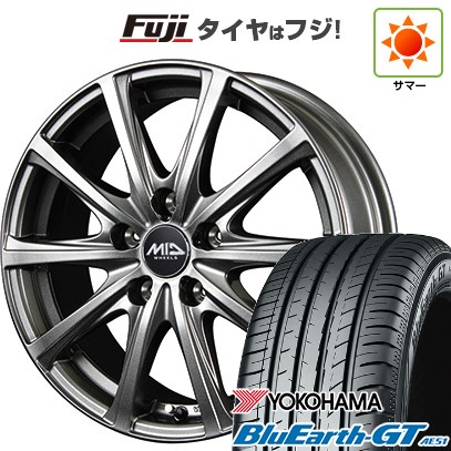 【新品国産車用5穴100】 夏タイヤ ホイール4本セット 195/65R15 ヨコハマ ブルーアース GT AE51 MID WHEELS V25 メタリックグレー 6J 15インチ(送料無料)