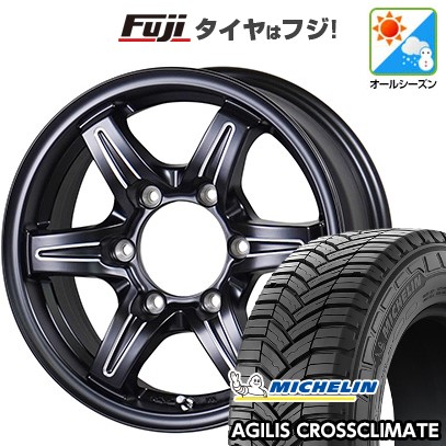 【新品】ハイエース200系 オールシーズンタイヤ ホイール4本セット 195/80R15 108/106S ミシュラン アジリス クロスクライメート TWS グランヴァード NEO ブラックカット 15インチ(送料無料)