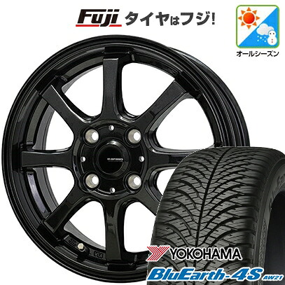 【パンク保証付き】【新品 軽自動車】N-BOX タント スペーシア オールシーズンタイヤ ホイール4本セット 155/65R14 ヨコハマ ブルーアース 4S AW21 オールシーズン ホットスタッフ ジースピード G-08 14インチ(送料無料)