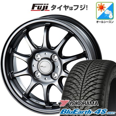【パンク保証付き】【新品 軽自動車】N-BOX タント スペーシア オールシーズンタイヤ ホイール4本セット 155/65R14 ヨコハマ ブルーアース 4S AW21 オールシーズン ビッグウエイ BWスポーツ ZT10 4.5J 14インチ(送料無料)
