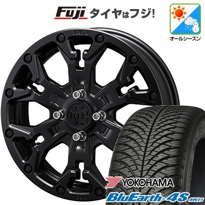 【パンク保証付き】【新品 軽自動車】N-BOX タント スペーシア オールシーズンタイヤ ホイール4本セット 155/65R14 ヨコハマ ブルーアース 4S AW21 オールシーズン クリムソン マーテルギア(MG) ゴーレム Jr 14インチ(送料無料)