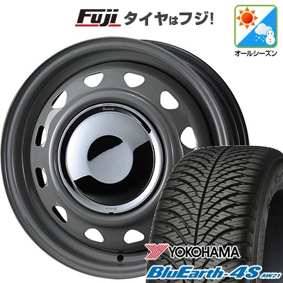【パンク保証付き】【新品 軽自動車】N-BOX タント スペーシア オールシーズンタイヤ ホイール4本セット 155/65R14 ヨコハマ ブルーアース 4S AW21 オールシーズン WEDS ウェッズ スチールホイル ネオキャロ 14インチ(送料無料)