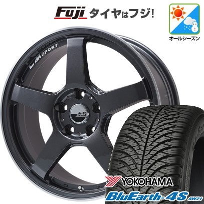 【パンク保証付き】【新品 軽自動車】N-BOX タント スペーシア オールシーズンタイヤ ホイール4本セット 155/65R14 ヨコハマ ブルーアース 4S AW21 オールシーズン レアマイスター LMスポーツLM-05R(ガンメタ/リムポリッシュ) 14インチ(送料無料)|フジ スペシャルセレクション