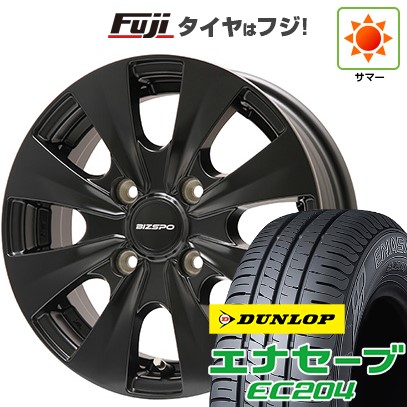 【新品国産車用4穴100】 夏タイヤ ホイール4本セット 185/65R14 ダンロップ エナセーブ EC204 エルベ ビズスポ セミグロスブラック 5J 14インチ(送料無料)
