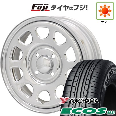 日本製【新品 軽自動車】 夏タイヤ ホイール4本セット 165/55R14 ヨコハマ エコス ES31 モリタ デイトナズ G2 クローム 5J 14インチ(送料無料)
