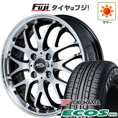 日本製【新品 軽自動車】エブリイワゴン 夏タイヤ ホイール4本セット 165/50R15 ヨコハマ エコス ES31 MID WHEELS エグゼ10 Vセレクション 4.5J 15インチ(送料無料)