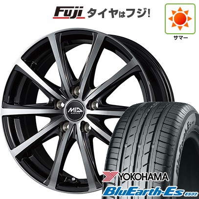 【新品国産車用5穴114.3】 夏タイヤ ホイール4本セット 205/60R16 ヨコハマ ブルーアース ES32 MID WHEELS V25 ブラックポリッシュ 6.5J 16インチ(送料無料)