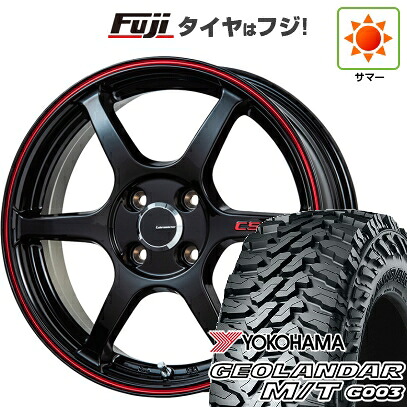 【新品 軽自動車】ハスラー 夏タイヤ ホイール4本セット 165/65R14 ヨコハマ ジオランダー M/T G003 レアマイスター CS-V6(グロスブラック/レッドライン) 4.5J 14インチ(送料無料)