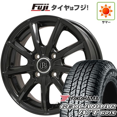 【新品 軽自動車】N-BOX タント スペーシア 夏タイヤ ホイール4本セット 165/55R15 ヨコハマ ジオランダー A/T G015 RBL ブランドルライン ボレアノ9 パールブラック 4.5J 15インチ(送料無料)