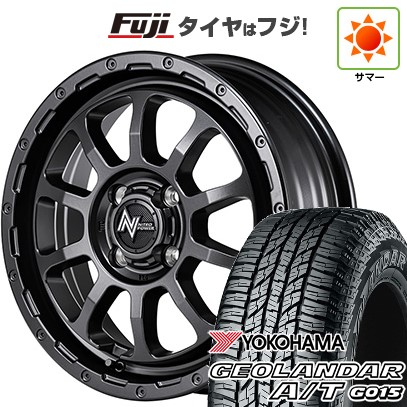 【新品 軽自動車】N-BOX タント スペーシア 夏タイヤ ホイール4本セット 165/55R15 ヨコハマ ジオランダー A/T G015 RBL MID WHEELS NITRO POWER M10 パーシングKC バレルブラックエディション 5J 15インチ(送料無料)