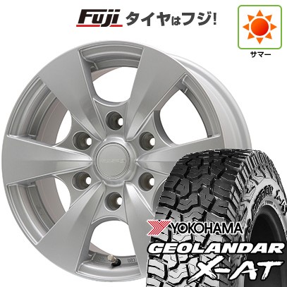 【新品】ハイエース200系 夏タイヤ ホイール4本セット 195/80R15 107/105N ヨコハマ ジオランダー X-AT G016 OWL エルベ ビズスポ シルバー 6J 15インチ(送料無料)