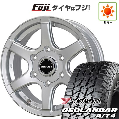 【新品国産車用6穴139.7】 夏タイヤ ホイール4本セット 285/70R17 ヨコハマ ジオランダー A/T4 G018 OWL/RBL ホットスタッフ バイソン BN-04 7.5J 17インチ(送料無料)