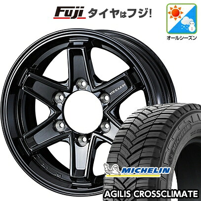 【新品】ハイエース200系 オールシーズンタイヤ ホイール4本セット 195/80R15 108/106S ミシュラン アジリス クロスクライメート WEDS ウェッズアドベンチャー キーラータクティクス グロスブラック 6J 15インチ(送料無料)|フジ スペシャルセレクション