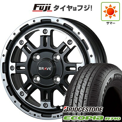 【新品 軽自動車】軽トラ 軽バン 夏タイヤ ホイール4本セット 145/80R12 80/78N ブリヂストン エコピア R710 ブレスト バーンズテック ブレイブストリーム 4J 12インチ(送料無料)|フジ スペシャルセレクション