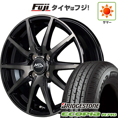 【新品 軽自動車】軽トラ 軽バン 夏タイヤ ホイール4本セット 145/80R12 80/78N ブリヂストン エコピア R710 MID WHEELS DR-02 3.5J 12インチ(送料無料)|フジ スペシャルセレクション