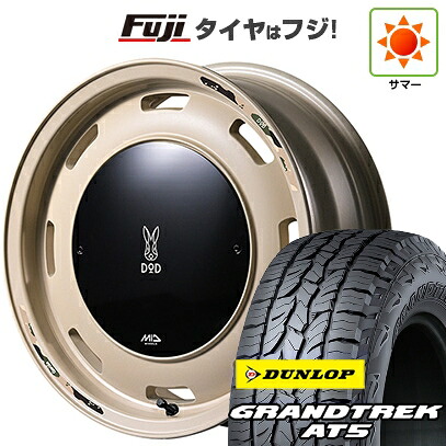 【新品】ジムニーシエラ/ジムニーノマド 夏タイヤ ホイール4本セット 215/65R16 ダンロップ グラントレック AT5 MID WHEELS MID&times;DOD ウシャリントバリ 6J 16インチ(送料無料)｜フジ スペシャルセレクション