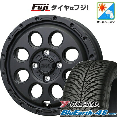 【パンク保証付き】【新品 軽自動車】N-BOX タント スペーシア オールシーズンタイヤ ホイール4本セット 165/55R15 ヨコハマ ブルーアース 4S AW21 オールシーズン ホットスタッフ マッドクロス リーコン 4.5J 15インチ(送料無料)｜フジ スペシャルセレクション 63,910円