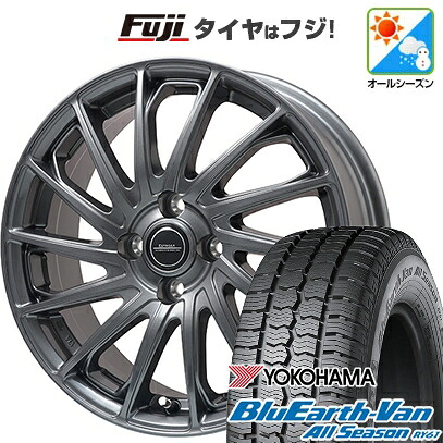 【新品 軽自動車】軽トラ 軽バン オールシーズンタイヤ ホイール4本セット 145/80R12 80/78N ヨコハマ ブルーアース Van RY61 オールシーズン エルベ エステローザ EST-7F ディープグレー 3.5J 12インチ(送料無料)｜フジ スペシャルセレクション