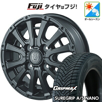 【新品 軽自動車】N-BOX タント スペーシア オールシーズンタイヤ ホイール4本セット 165/55R15 グリップマックス シュアグリップ オールシーズン ナノ(限定) インターミラノ MUD BAHN XR-600S 4.5J 15インチ(送料無料)|フジ スペシャルセレクション