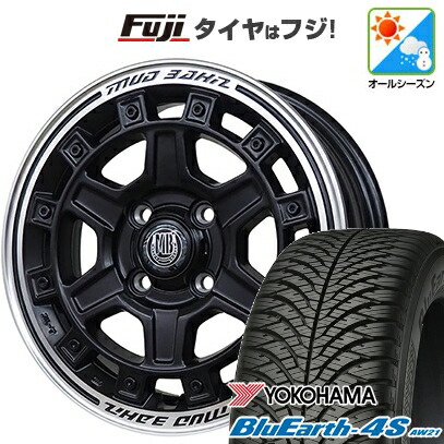 【パンク保証付き】【新品 軽自動車】N-BOX タント スペーシア オールシーズンタイヤ ホイール4本セット 165/55R15 ヨコハマ ブルーアース 4S AW21 オールシーズン インターミラノ MUD BAHN XR-710C 5J 15インチ(送料無料)｜フジ スペシャルセレクション