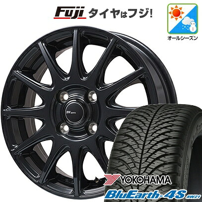 【パンク保証付き】【新品 軽自動車】N-BOX タント スペーシア オールシーズンタイヤ ホイール4本セット 155/65R14 ヨコハマ ブルーアース 4S AW21 オールシーズン ビッグウエイ BWスポーツ S-120 ダークガンメタ 4.5J 14インチ(送料無料)|フジ スペシャルセレクション