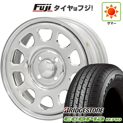 【新品 軽自動車】軽トラ 軽バン 夏タイヤ ホイール4本セット 145/80R12 80/78N ブリヂストン エコピア R710 モリタ デイトナズ G2 クローム 4J 12インチ(送料無料)|フジ スペシャルセレクション