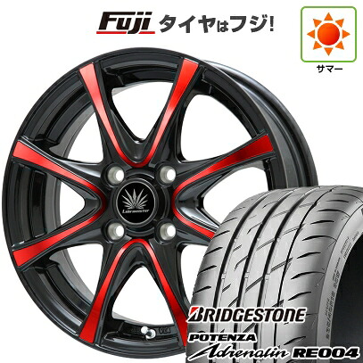【新品 軽自動車】 夏タイヤ ホイール4本セット 165/55R14 ブリヂストン ポテンザ アドレナリン RE004 プレミックス アマルフィV Jr(ブラックポリッシュ/レッドクリア) 4.5J 14インチ(送料無料)|フジ スペシャルセレクション