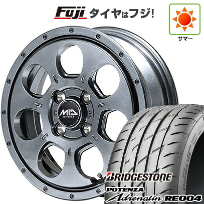 【新品 軽自動車】 夏タイヤ ホイール4本セット 165/55R14 ブリヂストン ポテンザ アドレナリン RE004 MID WHEELS マッドエージェント 4.5J 14インチ(送料無料)|フジ スペシャルセレクション