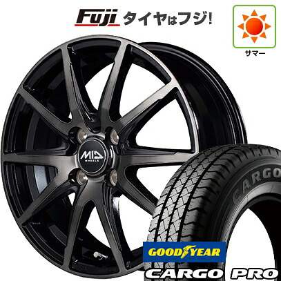 【新品 軽自動車】軽トラ 軽バン 夏タイヤ ホイール4本セット 145/80R12 80/78N グッドイヤー カーゴ プロ(限定) MID WHEELS DR-02 3.5J 12インチ(送料無料)｜フジ スペシャルセレクション