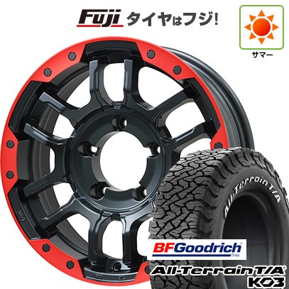 【新品】ジムニー 夏タイヤ ホイール4本セット 175/80R16 BFグッドリッチ オールテレーンT/A KO3 RWL ビッグウエイ B-LUGNAS FRD(マットブラック/レッドリム) 5.5J 16インチ(送料無料)