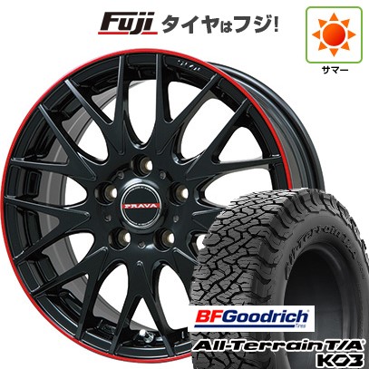 【新品国産車用5穴114.3】 夏タイヤ ホイール4本セット 215/65R16 BFグッドリッチ オールテレーンT/A KO3 RBL ビッグウエイ レイシーン プラバ9MJrII グロスブラック/レッドリム 6.5J 16インチ(送料無料) 99,495円