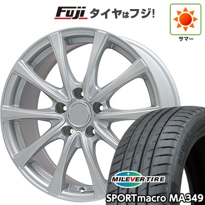 【新品国産車用5穴114.3】 夏タイヤ ホイール4本セット 215/55R17 ミレバー スポーツマクロ MA349（限定） エルベ エステローザ FSV シルバー 7J 17インチ(送料無料)