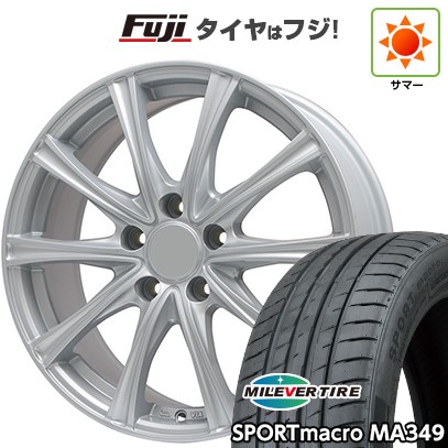 【新品国産車用5穴114.3】 夏タイヤ ホイール4本セット 215/55R17 ミレバー スポーツマクロ MA349（限定） エルベ エステローザ MZV シルバー 7J 17インチ(送料無料)