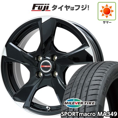 【新品国産車用5穴114.3】 夏タイヤ ホイール4本セット 215/45R18 ミレバー スポーツマクロ MA349(限定) プレミックス ヴェランV(グロスブラック/リムポリッシュ) 7J 18インチ(送料無料)|フジ スペシャルセレクション