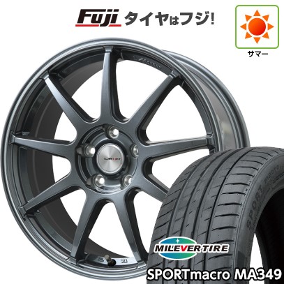 【新品国産車用5穴100】 夏タイヤ ホイール4本セット 225/40R18 ミレバー スポーツマクロ MA349（限定） レアマイスター LMスポーツ LM-QR ガンメタ/ラインポリッシュ 7.5J 18インチ(送料無料)